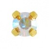NEW - Studex Sterile 3mm RAINBOW Crystal  24ct GOLD Plate Ear Stud (Pair)