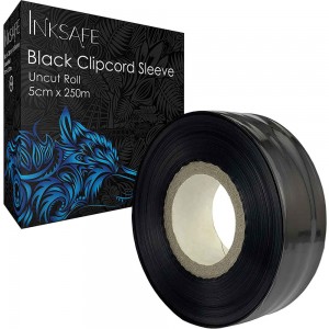 Inksafe Black Tattoo Clip Cord Sleeve Covers (5cm x 250m) Roll